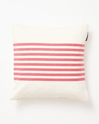 Lexington Embroidery Striped Pillow Cover In Linen Blend